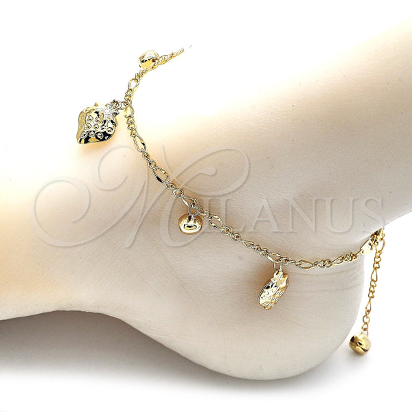 Gold Filled Anklet — Charm Anklet Strawberry and Rattle Charm Design Polished — alternate product view — SKU 134717 | Oro Laminado tobillera — Charm Anklet Strawberry and Rattle Charm diseño pulido — SKU 134717