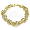 Oro Laminado Fancy Bracelet, Gold Filled Style Elephant Design, Polished, Golden Finish, 03.351.0043.1.08 (12 MM Thickness, 8 Inches Length)