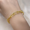Oro Laminado Basic Bracelet, Gold Filled Style Paperclip Design, Polished, Golden Finish, 04.63.1405.08 (08 MM Thickness, 8 Inches Length)