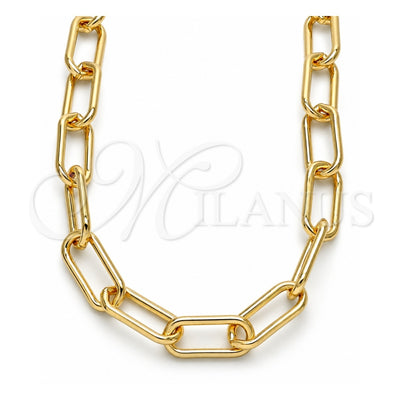 Oro Laminado Basic Necklace, Gold Filled Style Paperclip Design, Polished, Golden Finish, 04.63.1405.18 (08 MM Thickness, 18 Inches Length)