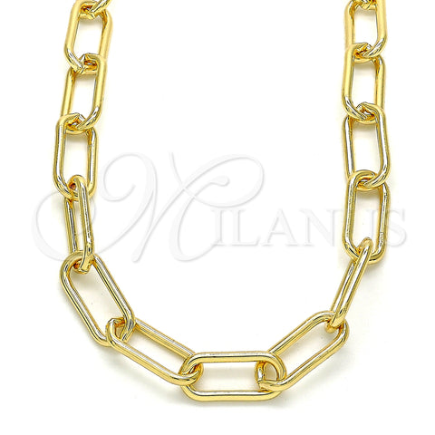 Oro Laminado Basic Necklace, Gold Filled Style Paperclip Design, Polished, Golden Finish, 04.63.1405.18 (08 MM Thickness, 18 Inches Length)