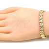 Oro Laminado Solid Bracelet, Gold Filled Style Butterfly Design, Diamond Cutting Finish, Golden Finish, 03.100.0067.07 (08 MM Thickness, 7 Inches Length)