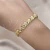 Oro Laminado Solid Bracelet, Gold Filled Style Butterfly Design, Diamond Cutting Finish, Golden Finish, 03.100.0067.07 (08 MM Thickness, 7 Inches Length)