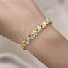 Oro Laminado Solid Bracelet, Gold Filled Style Butterfly Design, Diamond Cutting Finish, Golden Finish, 03.100.0067.07 (08 MM Thickness, 7 Inches Length)