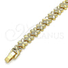 Oro Laminado Solid Bracelet, Gold Filled Style Butterfly Design, Diamond Cutting Finish, Golden Finish, 03.100.0067.07 (08 MM Thickness, 7 Inches Length)