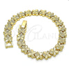 Oro Laminado Solid Bracelet, Gold Filled Style Butterfly Design, Diamond Cutting Finish, Golden Finish, 03.100.0067.07 (08 MM Thickness, 7 Inches Length)