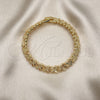 Oro Laminado Solid Bracelet, Gold Filled Style Butterfly Design, Diamond Cutting Finish, Golden Finish, 03.100.0067.07 (08 MM Thickness, 7 Inches Length)
