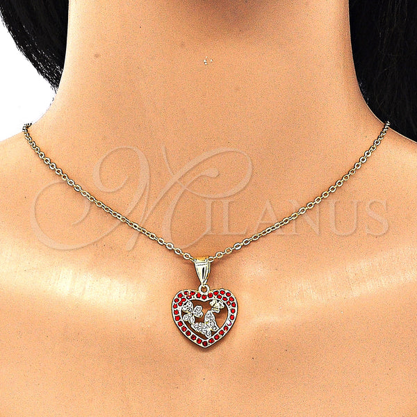 Gold Filled Pendant — Fancy Pendant Heart and Butterfly Design with Garnet — alternate product view — SKU 134729 | Oro Laminado dije — elegante Pendant corazón and Butterfly diseño with Garnet — SKU 134729