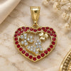 Oro Laminado Fancy Pendant, Gold Filled Style Heart and Butterfly Design, with Garnet and White Crystal, Polished, Golden Finish, 05.253.0095