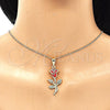 Oro Laminado Pendant Necklace, Gold Filled Style Flower Design, Red Enamel Finish, Golden Finish, 04.253.0016.20 (02 MM Thickness, 20 Inches Length)