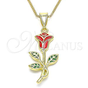 Gold Filled Necklace — Pendant Necklace Flower Design Red Enamel 04. 02 — main product view — SKU 134732 | Oro Laminado collar — Pendant Necklace flor diseño Red Enamel 04. 02 — SKU 134732