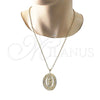 Oro Laminado Religious Pendant, Gold Filled Style Guadalupe and Evil Eye Design, Polished, Golden Finish, 05.253.0097