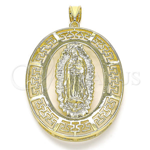 Gold Filled Pendant — Religious Pendant Guadalupe and Evil Eye Design Polished — main product view — SKU 134737 | Oro Laminado dije — Religious Pendant Guadalupe and Evil Eye diseño pulido — SKU 134737