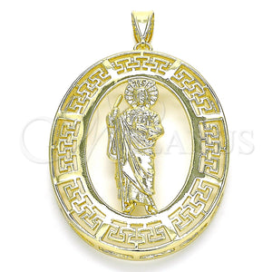 Gold Filled Pendant — Religious Pendant San Judas and Evil Eye Design — main product view — SKU 134738 | Oro Laminado dije — Religious Pendant San Judas and Evil Eye diseño — SKU 134738