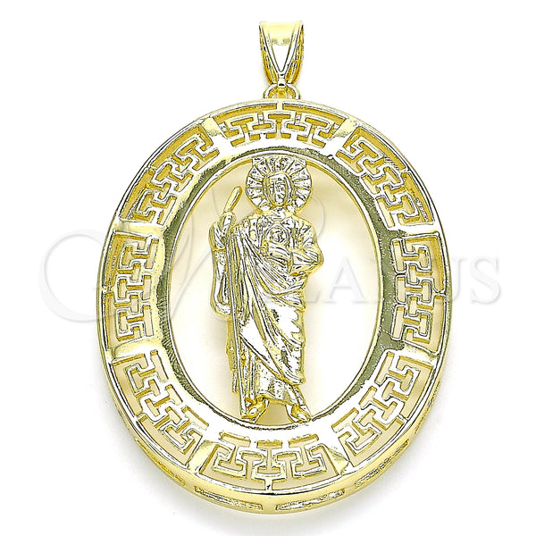 Gold Filled Pendant — Religious Pendant San Judas and Evil Eye Design — main product view — SKU 134738 | Oro Laminado dije — Religious Pendant San Judas and Evil Eye diseño — SKU 134738