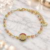 Oro Laminado Fancy Bracelet, Gold Filled Style San Judas Design, with Multicolor Crystal, Polished, Tricolor, 03.253.0055.1.07 (04 MM Thickness, 7 Inches Length)