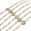 Oro Laminado Fancy Bracelet, Gold Filled Style San Judas Design, with Multicolor Crystal, Polished, Tricolor, 03.253.0055.1.07 (04 MM Thickness, 7 Inches Length)