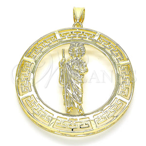 Gold Filled Pendant — Religious Pendant San Judas and Evil Eye Design — main product view — SKU 134749 | Oro Laminado dije — Religious Pendant San Judas and Evil Eye diseño — SKU 134749