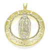 Oro Laminado Religious Pendant, Gold Filled Style Guadalupe and Evil Eye Design, Polished, Golden Finish, 05.253.0100