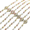 Oro Laminado Fancy Bracelet, Gold Filled Style Guadalupe Design, with Garnet Crystal, Diamond Cutting Finish, Tricolor, 03.253.0059.1.07 (04 MM Thickness, 7 Inches Length)