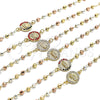 Oro Laminado Fancy Bracelet, Gold Filled Style Guadalupe Design, with Garnet Crystal, Polished, Tricolor, 03.253.0062.1.07 (04 MM Thickness, 7 Inches Length)