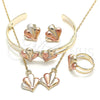 Oro Laminado Earring and Pendant Children Set, Gold Filled Style Polished, Tricolor, 06.65.0157