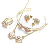 Oro Laminado Earring and Pendant Children Set, Gold Filled Style Polished, Tricolor, 06.65.0157