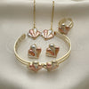 Oro Laminado Earring and Pendant Children Set, Gold Filled Style Polished, Tricolor, 06.65.0157