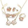 Oro Laminado Earring and Pendant Children Set, Gold Filled Style Polished, Tricolor, 06.65.0157