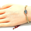 Oro Laminado Adjustable Bolo Bracelet, Gold Filled Style Ball and Evil Eye Design, with Multicolor Micro Pave, Polished, Golden Finish, 03.341.0095.11 (04 MM Thickness, 11 Inches Length)