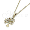 Oro Laminado Pendant Necklace, Gold Filled Style Tree Design, with White Micro Pave, Polished, Golden Finish, 04.342.0020.20 (02 MM Thickness, 20 Inches Length)