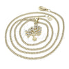 Oro Laminado Pendant Necklace, Gold Filled Style Tree Design, with White Micro Pave, Polished, Golden Finish, 04.342.0020.20 (02 MM Thickness, 20 Inches Length)