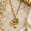 Oro Laminado Pendant Necklace, Gold Filled Style Tree Design, with White Micro Pave, Polished, Golden Finish, 04.342.0020.20 (02 MM Thickness, 20 Inches Length)