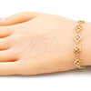 Oro Laminado Fancy Bracelet, Gold Filled Style Four-leaf Clover Design, Polished, Golden Finish, 03.326.0015.07 (08 MM Thickness, 7 Inches Length)