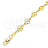 Oro Laminado Fancy Bracelet, Gold Filled Style Four-leaf Clover Design, Polished, Golden Finish, 03.326.0015.07 (08 MM Thickness, 7 Inches Length)