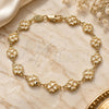 Oro Laminado Fancy Bracelet, Gold Filled Style Four-leaf Clover Design, Polished, Golden Finish, 03.326.0015.07 (08 MM Thickness, 7 Inches Length)