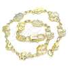 Oro Laminado Fancy Bracelet, Gold Filled Style Elephant and Heart Design, Polished, Golden Finish, 03.326.0016.07 (06 MM Thickness, 7 Inches Length)