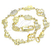 Oro Laminado Fancy Bracelet, Gold Filled Style Elephant and Heart Design, Polished, Golden Finish, 03.326.0016.07 (06 MM Thickness, 7 Inches Length)