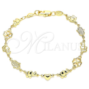 Gold Filled Bracelet — Fancy Bracelet Elephant and Heart Design Polished 03. — main product view — SKU 134812 | Oro Laminado brazalete — elegante Bracelet Elephant and corazón diseño pulido 03. — SKU 134812