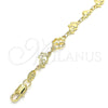 Oro Laminado Fancy Anklet, Gold Filled Style Elephant and Heart Design, Polished, Golden Finish, 03.326.0016.10 (06 MM Thickness, 10 Inches Length)