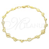 Oro Laminado Fancy Anklet, Gold Filled Style Elephant and Heart Design, Polished, Golden Finish, 03.326.0016.10 (06 MM Thickness, 10 Inches Length)