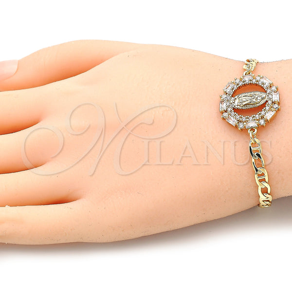 Gold Filled Bracelet — Fancy Bracelet Guadalupe Design with White Cubic Zirconia — alternate product view — SKU 134816 | Oro Laminado brazalete — elegante Bracelet Guadalupe diseño with blanco Cubic Zirconia — SKU 134816