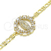 Oro Laminado Fancy Bracelet, Gold Filled Style Guadalupe Design, with White Cubic Zirconia and White Micro Pave, Polished, Golden Finish, 03.210.0146.07 (04 MM Thickness, 7 Inches Length)