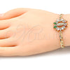 Oro Laminado Fancy Bracelet, Gold Filled Style Guadalupe Design, with Multicolor Cubic Zirconia and White Micro Pave, Polished, Golden Finish, 03.210.0147.1.07 (04 MM Thickness, 7 Inches Length)