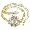 Oro Laminado Fancy Bracelet, Gold Filled Style Guadalupe Design, with Multicolor Cubic Zirconia and White Micro Pave, Polished, Golden Finish, 03.210.0147.1.07 (04 MM Thickness, 7 Inches Length)