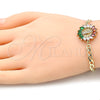 Oro Laminado Fancy Bracelet, Gold Filled Style Guadalupe Design, with White Cubic Zirconia, Polished, Golden Finish, 03.210.0149.07 (04 MM Thickness, 7 Inches Length)