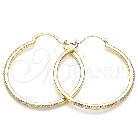Oro Laminado Medium Hoop, Gold Filled Style with White Micro Pave, Polished, Golden Finish, 02.156.0461.40