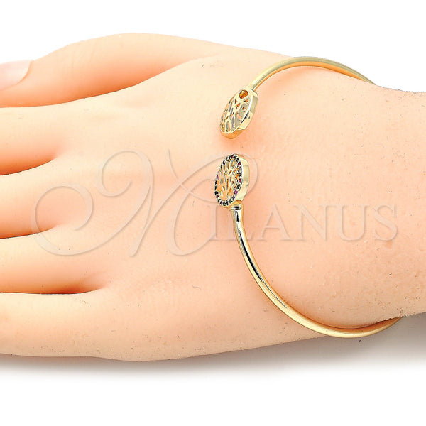 Gold Filled Jewelry — Individual Bangle Tree Design with White Micro Pave — alternate product view — SKU 134843 | Oro Laminado joyería — Individual Bangle Tree diseño with blanco Micro Pave — SKU 134843