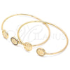 Oro Laminado Individual Bangle, Gold Filled Style Tree Design, with White Micro Pave, Polished, Golden Finish, 07.156.0066 (02 MM Thickness, One size fits all)