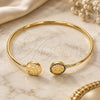 Oro Laminado Individual Bangle, Gold Filled Style Tree Design, with Multicolor Micro Pave, Polished, Golden Finish, 07.156.0066.1 (02 MM Thickness, One size fits all)